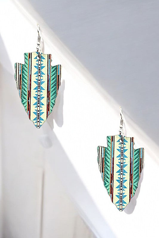 ARROWHEAD TRIBAL PRINT DANGLE EARRING