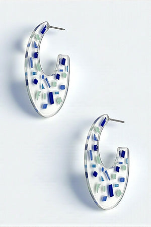COLOR POP SEE THROUGH SEMI HOOP EARRING