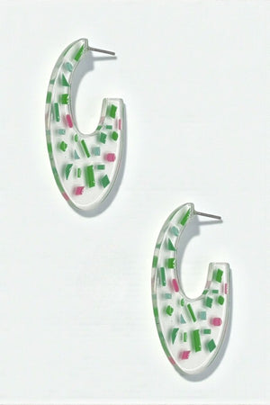 COLOR POP SEE THROUGH SEMI HOOP EARRING