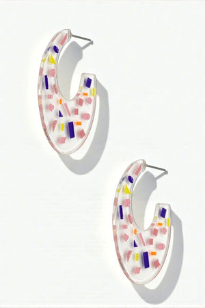 COLOR POP SEE THROUGH SEMI HOOP EARRING
