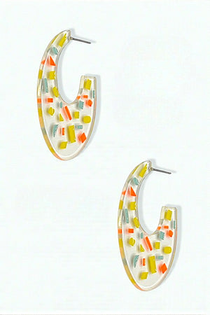 COLOR POP SEE THROUGH SEMI HOOP EARRING