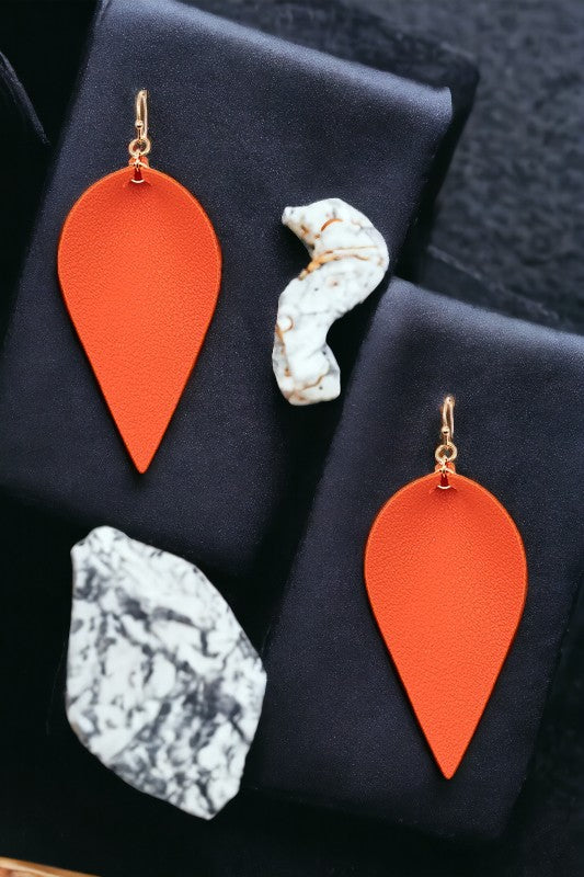 Faux Leather Teardrop Earring