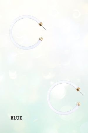 CLEAR COLOR TUBE SEMI HOOP EARRING