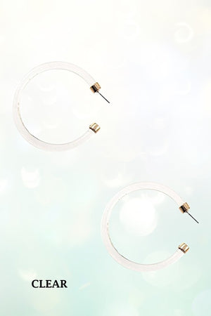 CLEAR COLOR TUBE SEMI HOOP EARRING