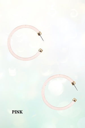 CLEAR COLOR TUBE SEMI HOOP EARRING