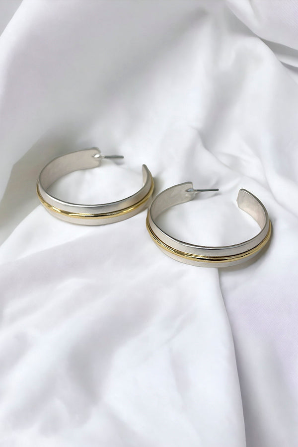 Two Tone Semi Hoop Earring