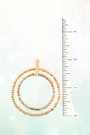 DOUBLE RING SQUARE BEADED DROP EARRING