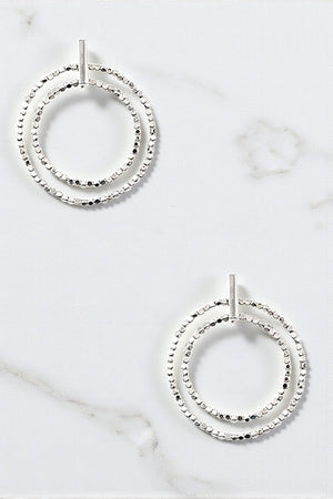 DOUBLE RING SQUARE BEADED DROP EARRING