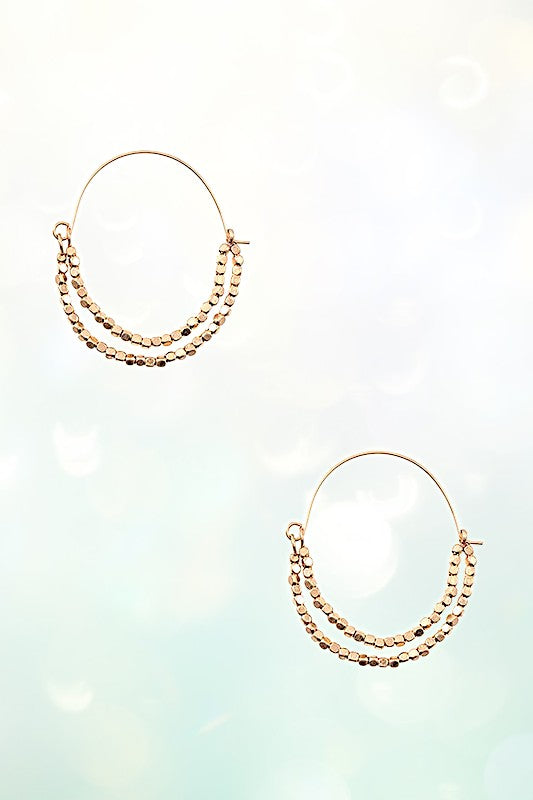 HALF DOUBLE BEADED HOOP EARRING