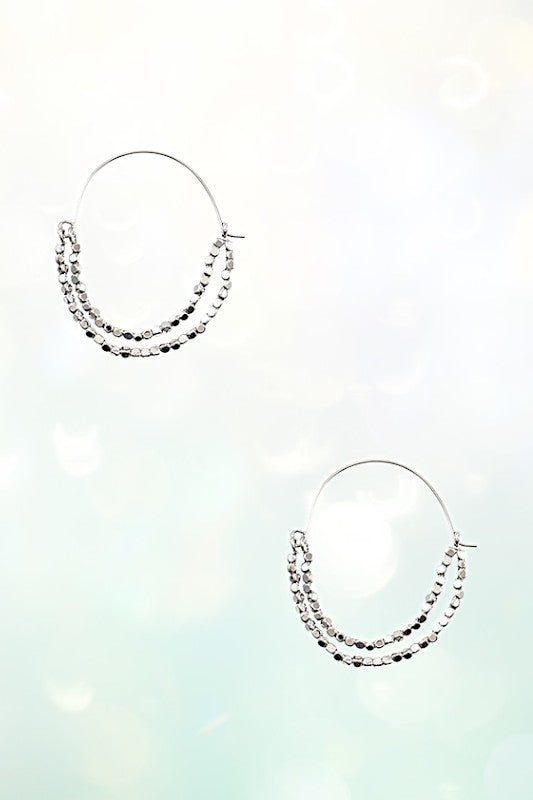 HALF DOUBLE BEADED HOOP EARRING