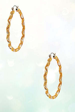 WOVEN PATTERN HOOP EARRING