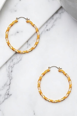 WOVEN PATTERN HOOP EARRING