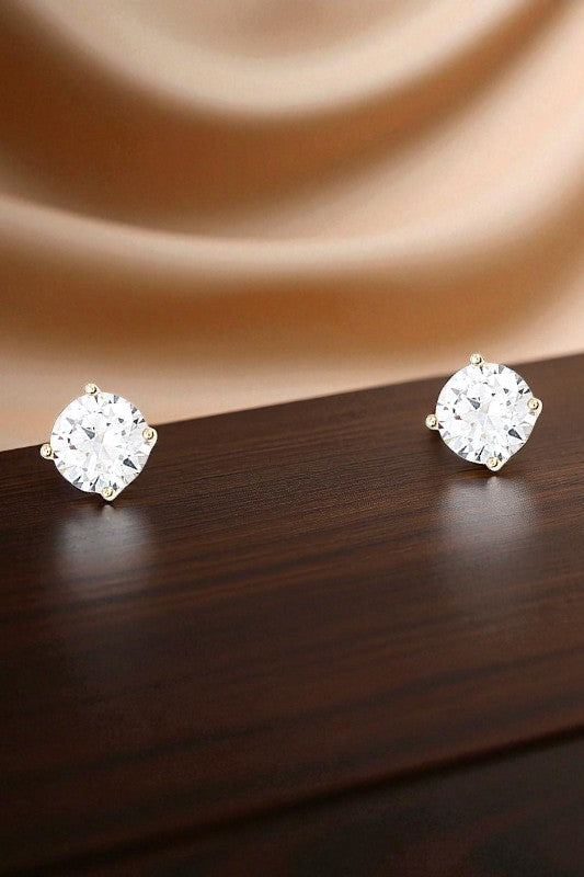 ROUND FRAMED CZ STONE POST EARRING