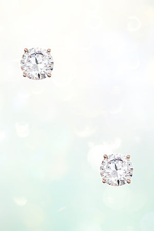 ROUND FRAMED CZ STONE POST EARRING