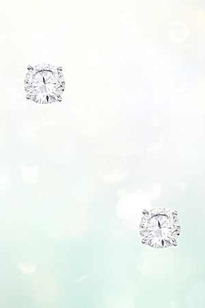 ROUND FRAMED CZ STONE POST EARRING