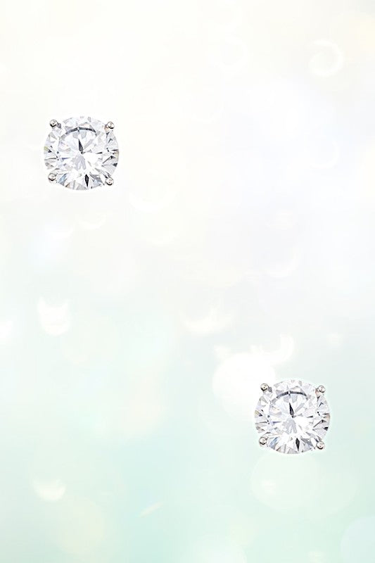 ROUND FRAMED CZ STONE POST EARRING