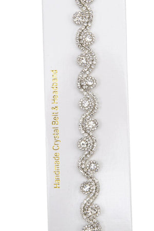 SWIRL RHINESTONE PAVE HEADBAND/SASH BELT