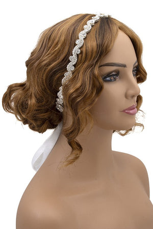 SWIRL RHINESTONE PAVE HEADBAND/SASH BELT