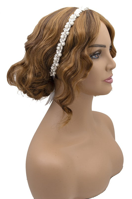 CRYSTAL GEM PEARL PAVE HEADBAND / SASH BELT