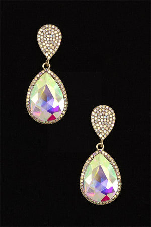 RHINESTONE CRYSTAL GEM TEARDROP DANGLE EARRING