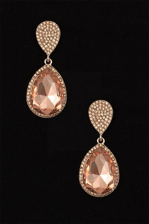 RHINESTONE CRYSTAL GEM TEARDROP DANGLE EARRING