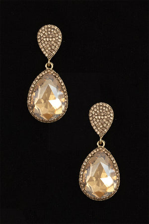 RHINESTONE CRYSTAL GEM TEARDROP DANGLE EARRING