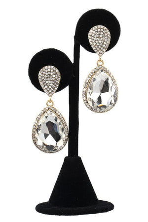 RHINESTONE CRYSTAL GEM TEARDROP DANGLE EARRING