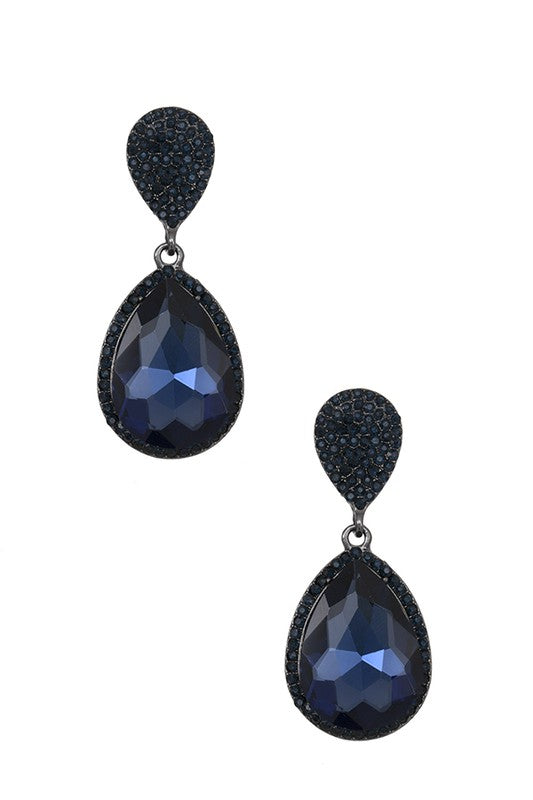 RHINESTONE CRYSTAL GEM TEARDROP DANGLE EARRING