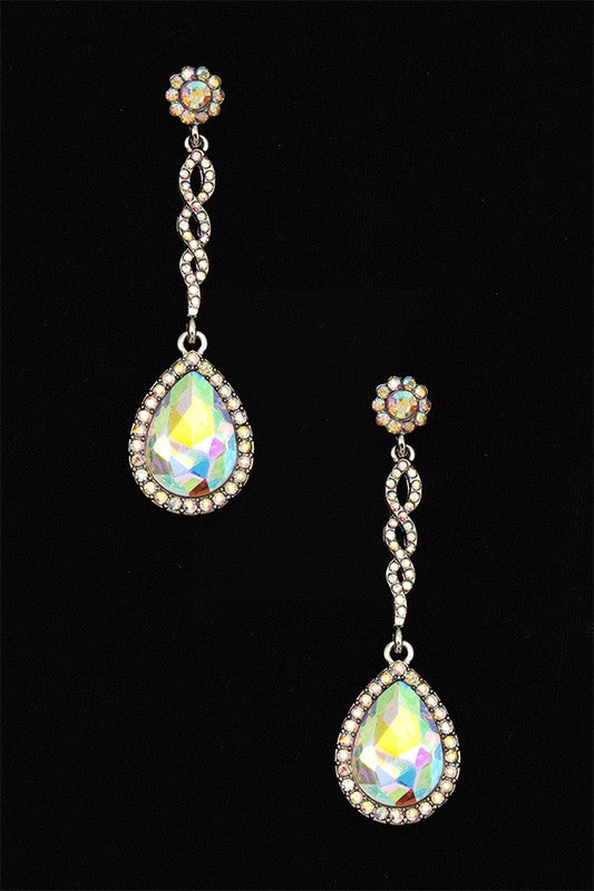 TEARDROP CHAIN LIKE GEM PAVE EARRING