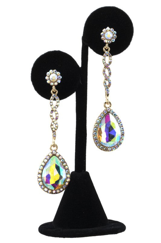 TEARDROP CHAIN LIKE GEM PAVE EARRING