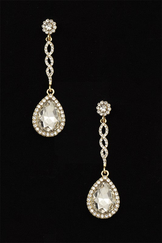 TEARDROP CHAIN LIKE GEM PAVE EARRING