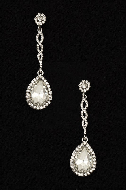 TEARDROP CHAIN LIKE GEM PAVE EARRING