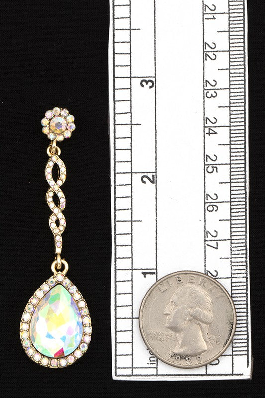 TEARDROP CHAIN LIKE GEM PAVE EARRING