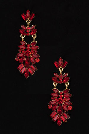 SEMI FLORAL ORNATE CRYSTAL GEM DROP EARRING