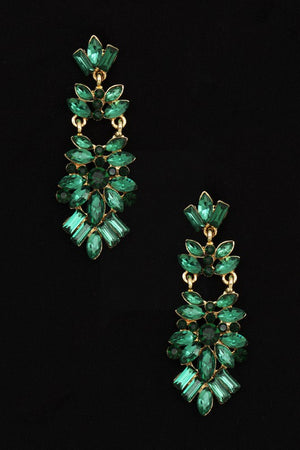 SEMI FLORAL ORNATE CRYSTAL GEM DROP EARRING