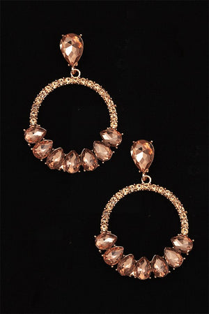 FACETED CRYSTAL ROUND GEM DROP EARRING