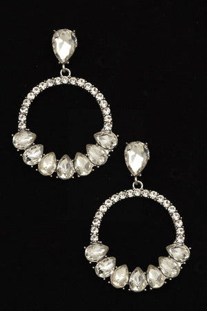 FACETED CRYSTAL ROUND GEM DROP EARRING