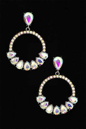 FACETED CRYSTAL ROUND GEM DROP EARRING