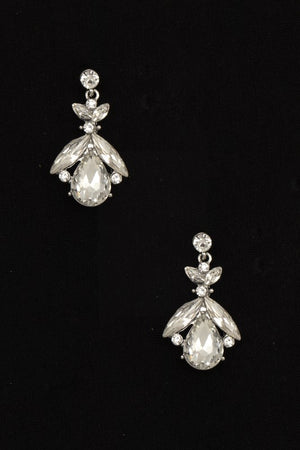 SEMI FLORAL GEM ORNATE DROP EARRING