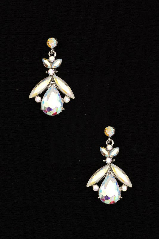 SEMI FLORAL GEM ORNATE DROP EARRING