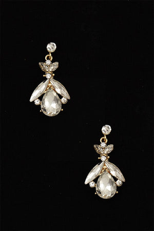 SEMI FLORAL GEM ORNATE DROP EARRING