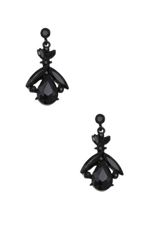 SEMI FLORAL GEM ORNATE DROP EARRING