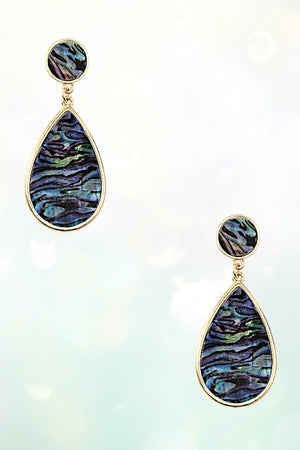 TEARDROP STONE LINK DANGLE EARRING