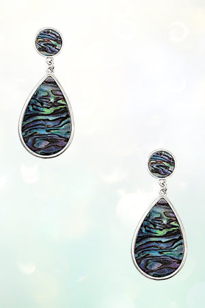 TEARDROP STONE LINK DANGLE EARRING