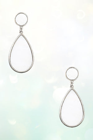 TEARDROP STONE LINK DANGLE EARRING