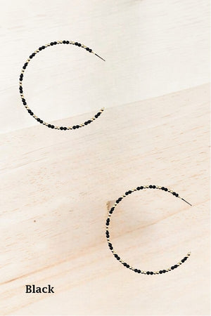 BEADED SEMI HOOP EARRING