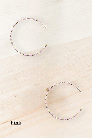 BEADED SEMI HOOP EARRING