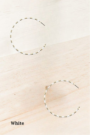 BEADED SEMI HOOP EARRING