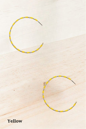 BEADED SEMI HOOP EARRING
