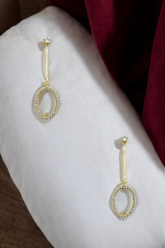 Oval Cubic Zirconia Drop Earring